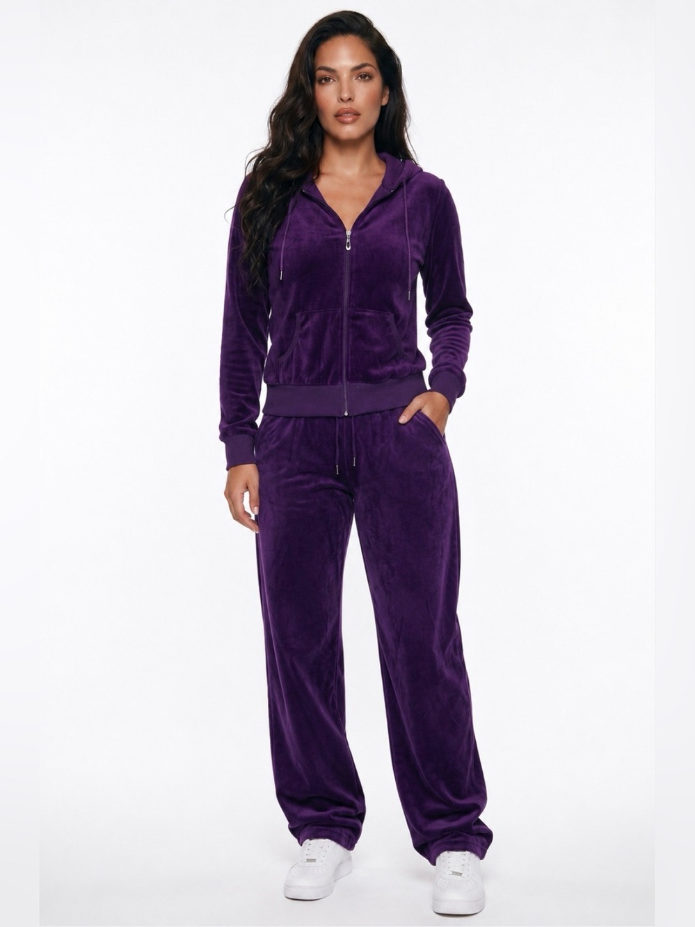 Women’s Purple “Velour” Track Suit - Zip hoodie and pants / Y2K / 90’s party